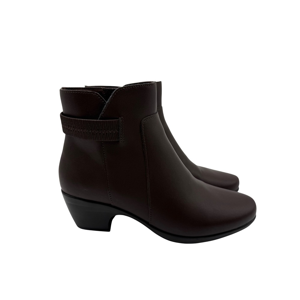 Clarks Collection Ankle Boots Womens 9 Dark Brown Like New Zip Block Heel Bootie